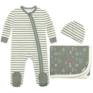 Little Millie 3pc Leaves Mushrooms Baby 6 Mo Blanket Footsie Sleeper Hat Set NWT